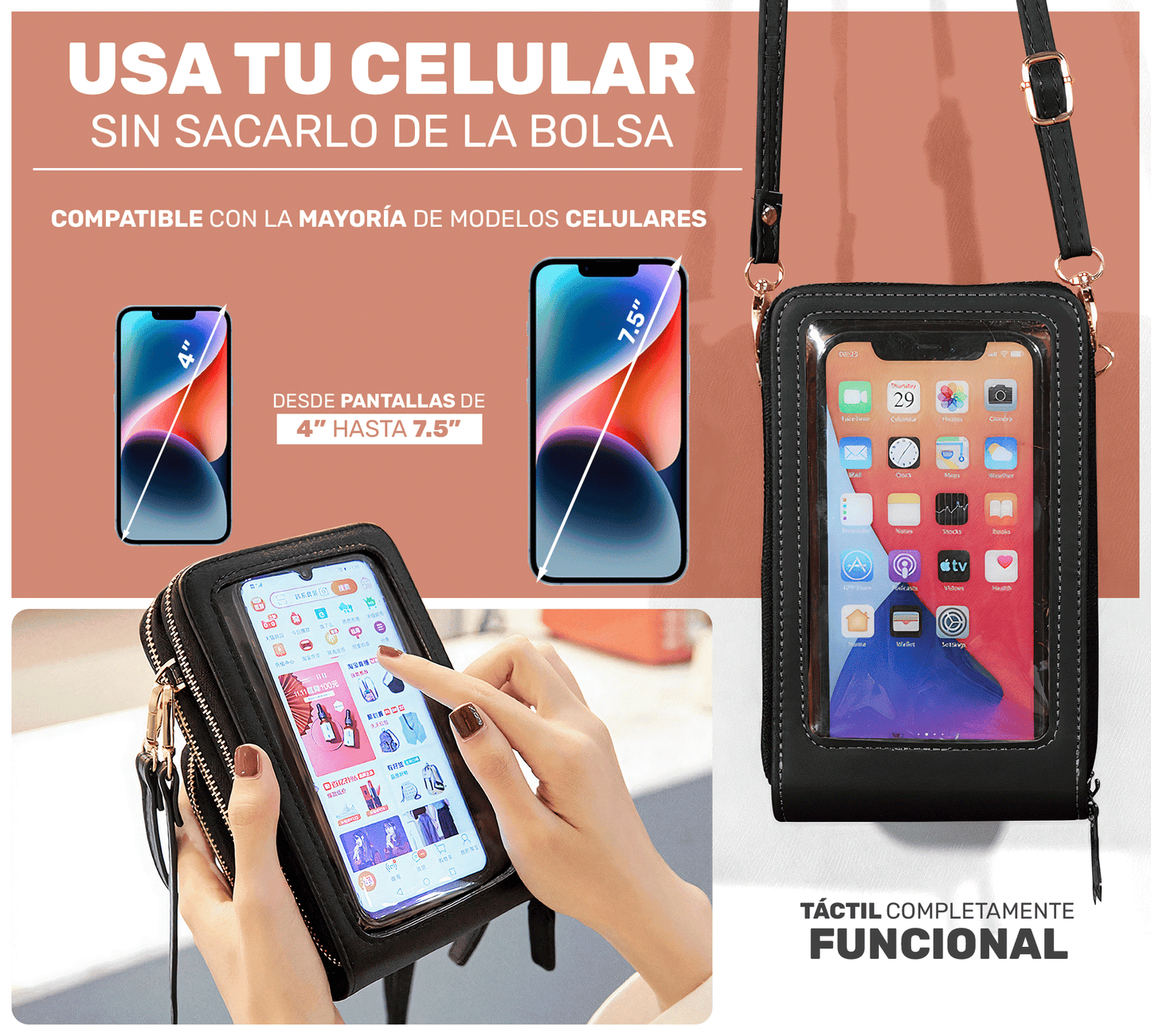 Bolsa Crossbody Cruzado Para Teléfono Celular Mujer Dama